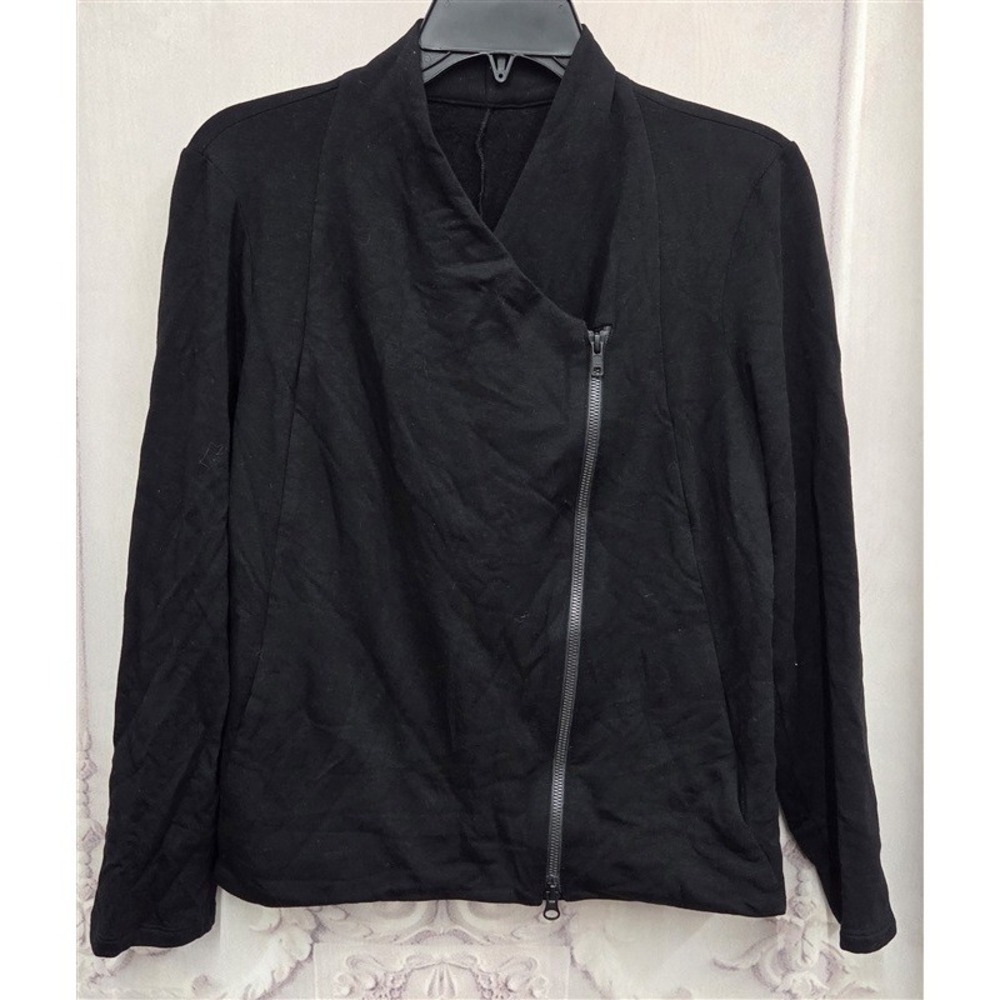 NWOT Eileen Fisher Knit Side Zip Up Jacket No Collar Black 130379